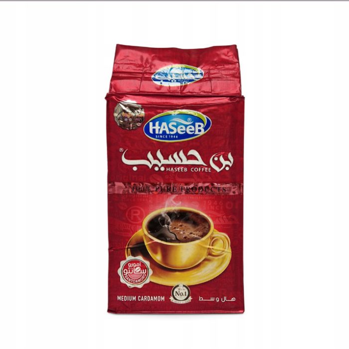 Haseeb 500 gr gemalen koffie met kardemom - Arabische koffie (rood)